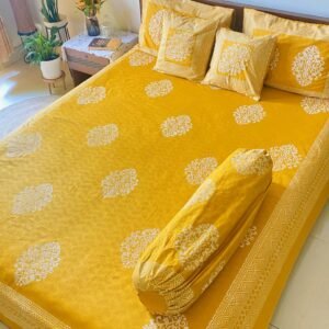 100% Twill Cotton Premium Hand Block King Size Bedsheet