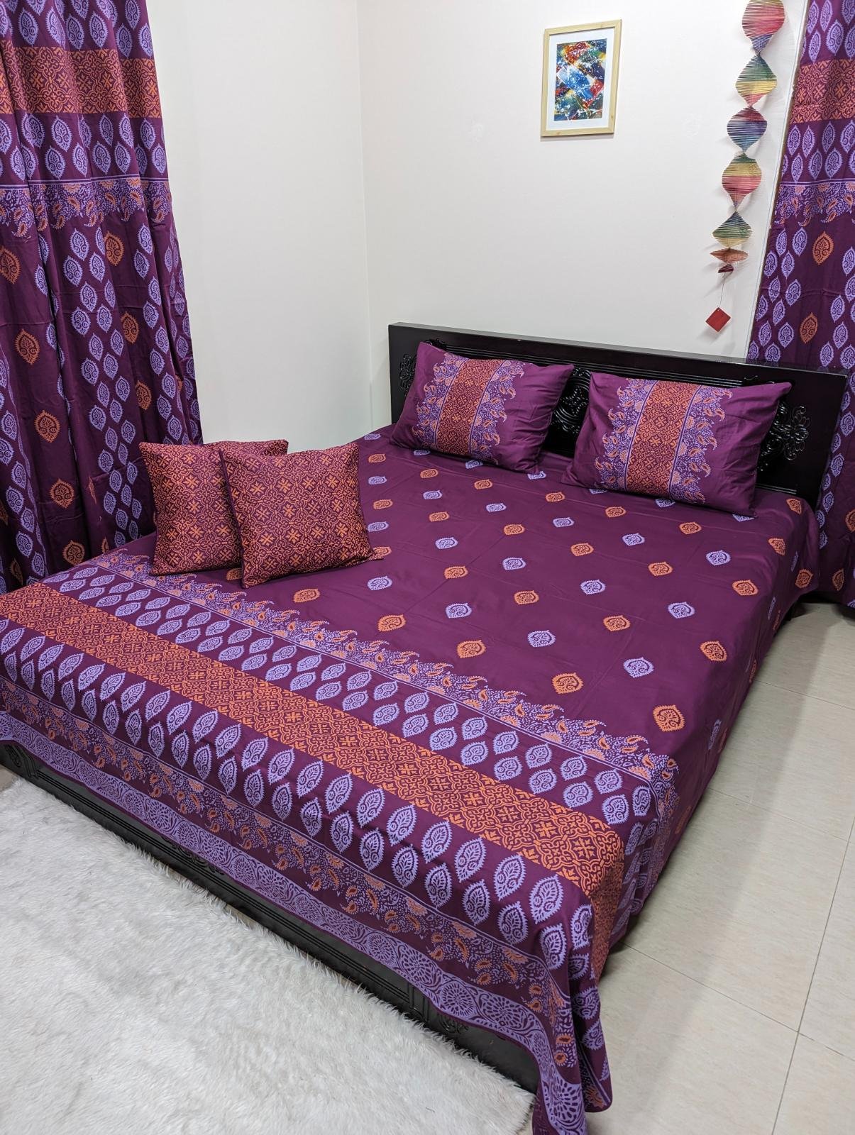 Soft Twill Cotton luxury Hand Block king size bedsheet soft twill cotton king size bedsheet, featuring hand-blocked patterns for a charming, artisanal feel.