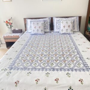Soft Twill Cotton Hand Block King Size Bedsheet
