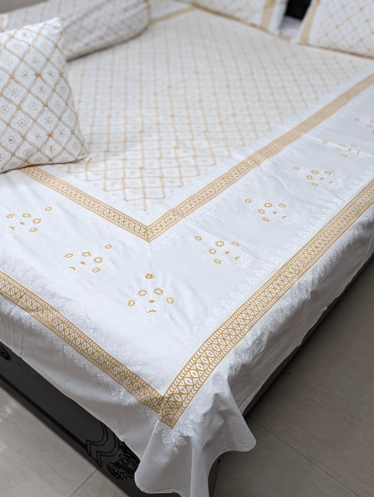 Twill Cotton Premium Hand Block KIng Size Bedsheet (4)