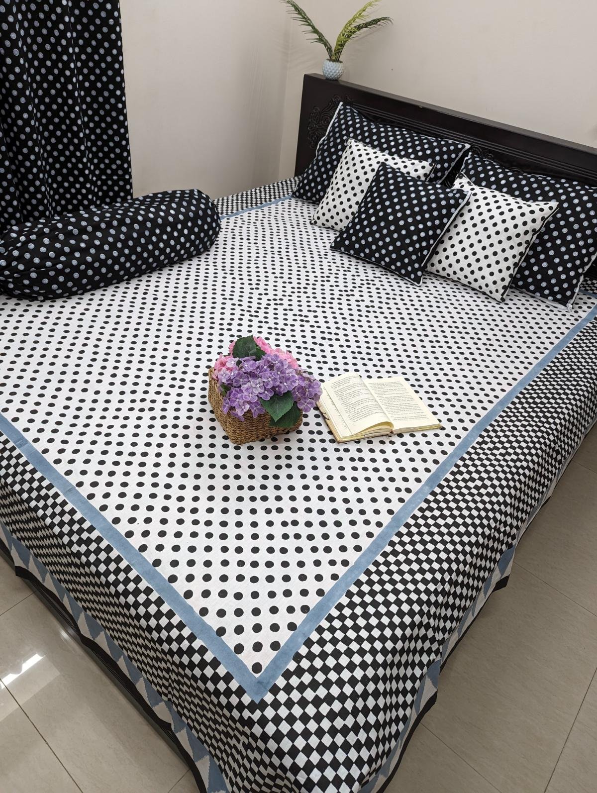Twill Cotton Premium Hand Block King Size Bedsheet (1)