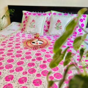 Twill Cotton Luxury Hand Block King Size Bedsheet