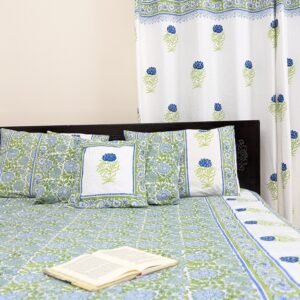 Twill Cotton Luxury Hand Block King Size Bedsheet