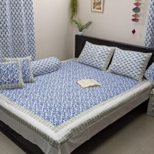 Twill Cotton Luxury Hand Block King Size Bedsheet
