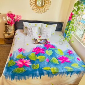 Gorgeous Durable Luxury Twill Cotton Hand Paint King Size Bedsheet