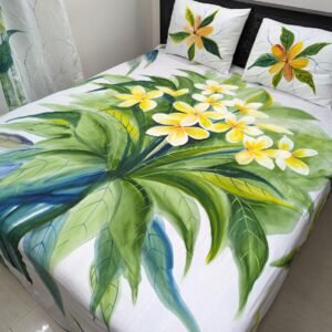 Gorgeous Flower Twill Cotton Hand Paint King Size Bedsheet