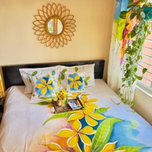 Gorgeous Flower Twill Cotton Hand Paint King Size Bedsheet