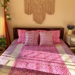Pink Durable Hand Block Printed 100% Cotton Luxury Bedsheet