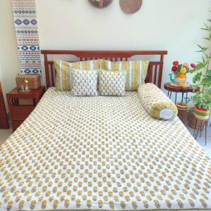 Gorgeous Soft Durable Twill Cotton Luxury Hand Block King Size Bedsheet