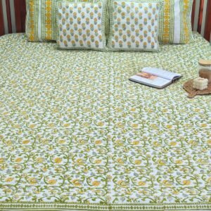 Gorgeous Soft Durable Twill Cotton Luxury Hand Block King Size Bedsheet