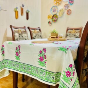 White Durable Premium Hand block Table Cloth