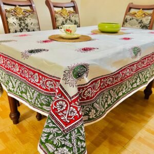 White Premium Hand block Table Cloth