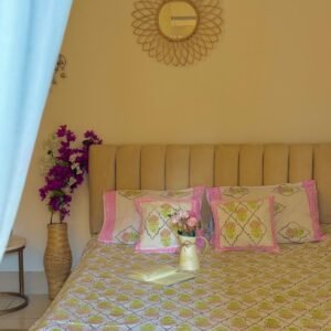 White Floral Soft Durable Twill Cotton Luxury Hand Block King Size Bedsheet