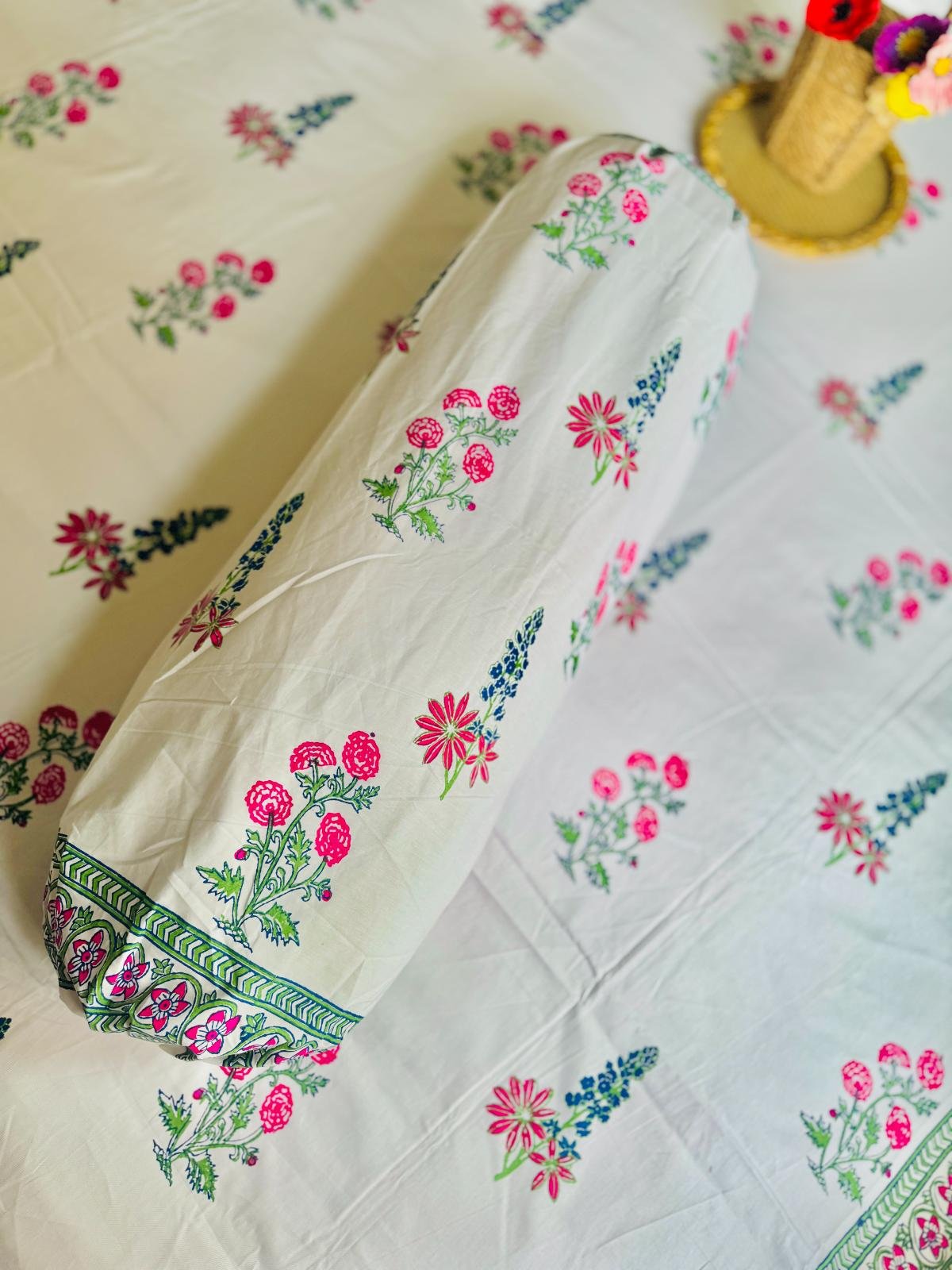 Handblock King Size Bedsheet (1)