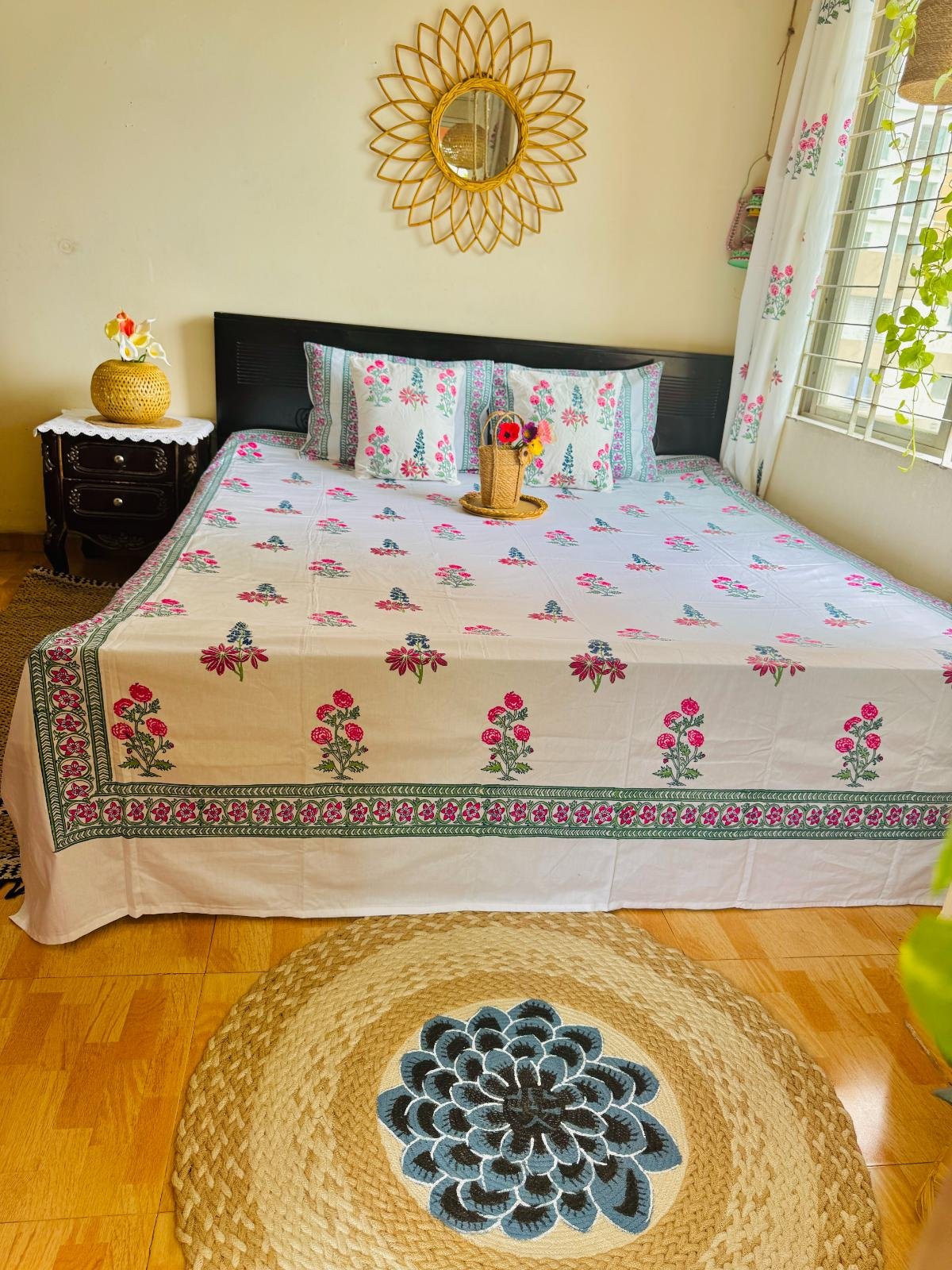 Handblock King Size Bedsheet (5)