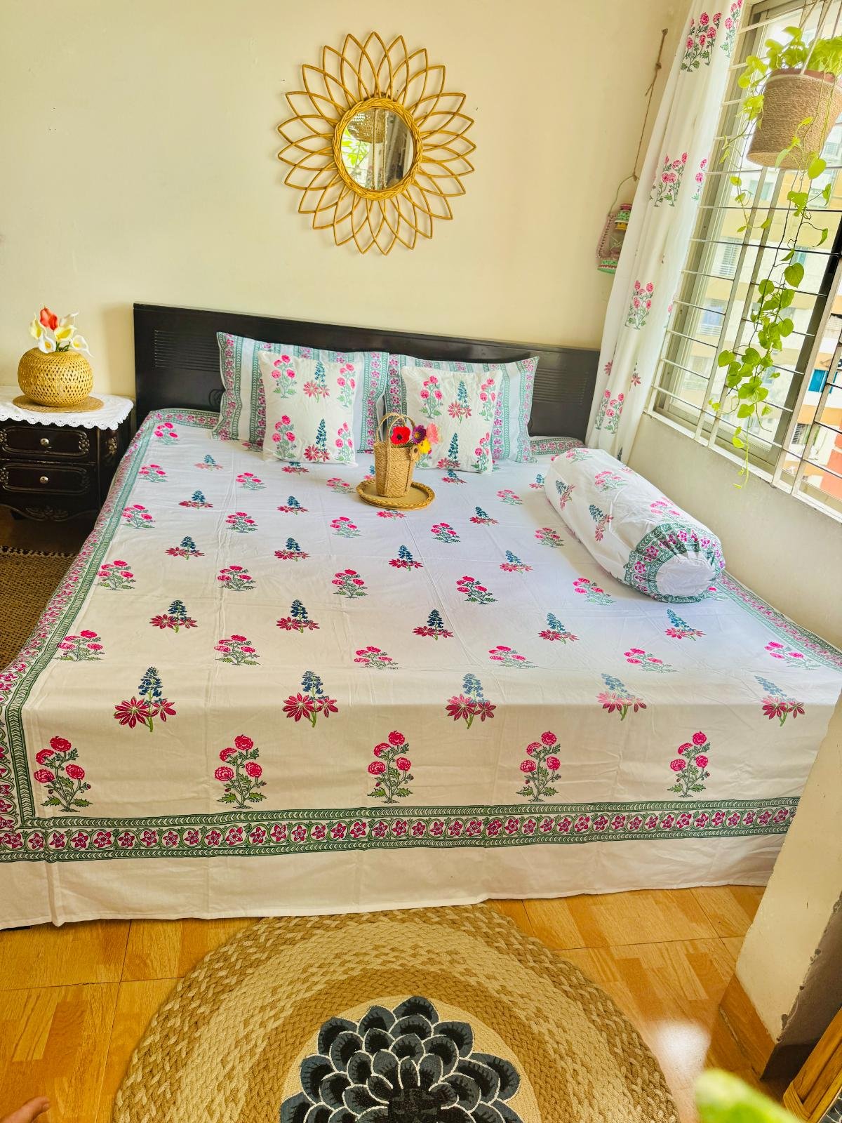 Handblock King Size Bedsheet (6)