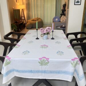 White Premium Hand block Table Cloth