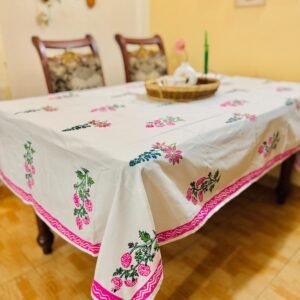 White Premium Hand block Table Cloth