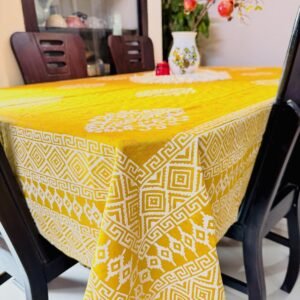 Mustard Yellow Premium Cotton Hand Block Dining Tablecloth