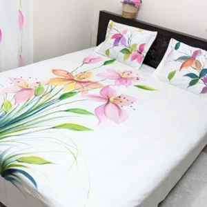 Blossom Twill Cotton Premium Hand Paint King Size Bedsheet
