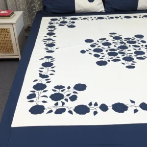 Luxury Applique King Size Bedsheet – Handcrafted Pure Cotton with Pillow Covers