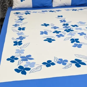 Luxury Applique King Size Bedsheet – Handcrafted Pure Cotton with Pillow Covers