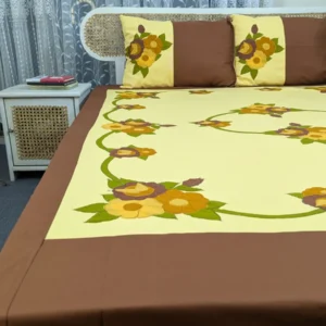 Luxury Applique King Size Bedsheet – Handcrafted Pure Cotton with Pillow Covers